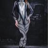 Unisex Cyber Punk 3D Digital Stripe Printing Halloween Party Role Play Outfit Women Men Cosplay Costume Carnival Jumpsuit