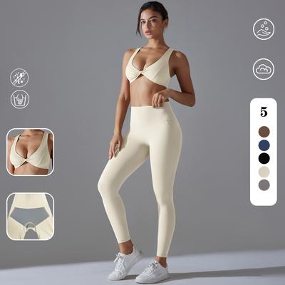 Beauty Back Sports Set Women Yoga Set High Waist Pants Push Up Bra Gym Running Sportswear