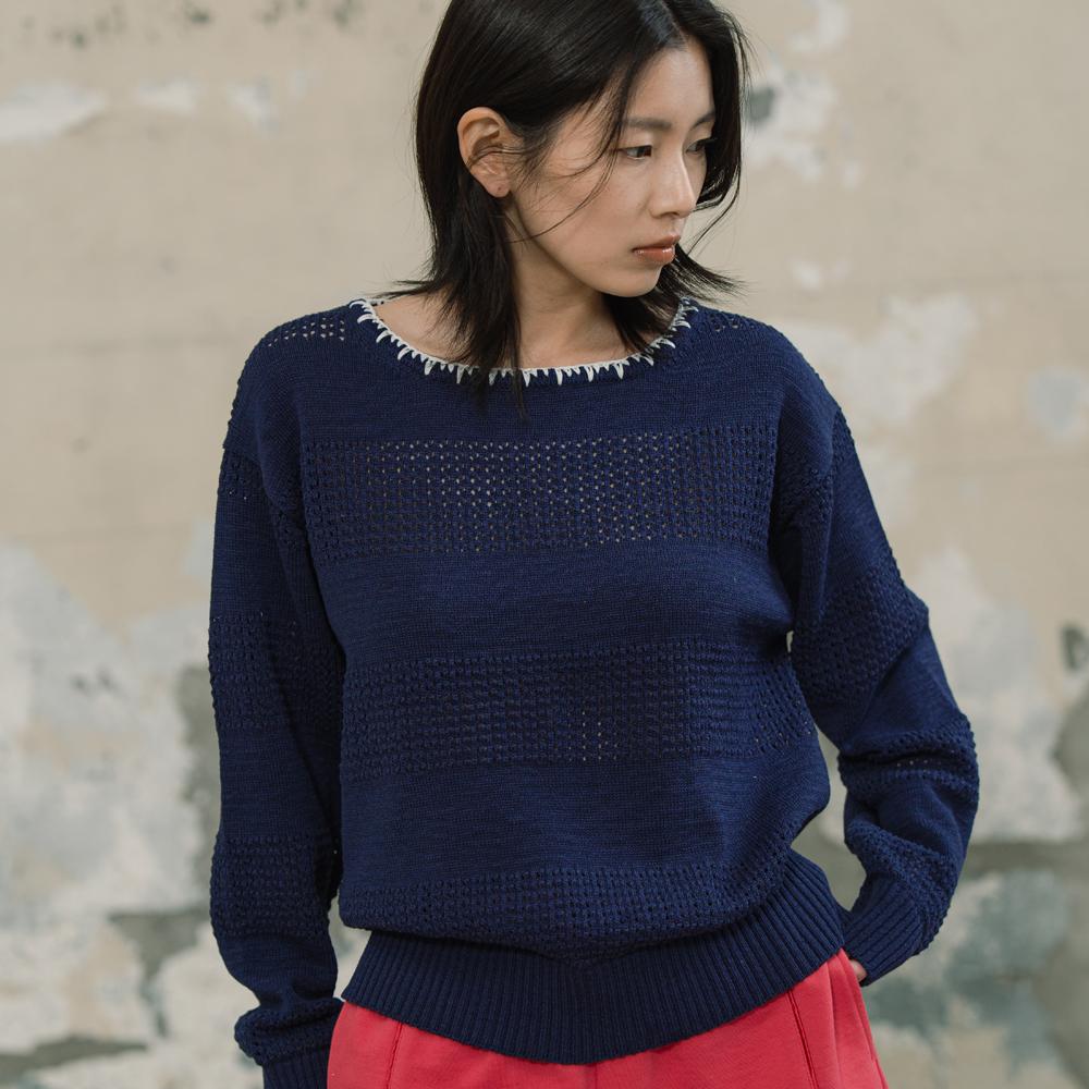 EDENIK Marine Scallop Knit Sweater_Navy