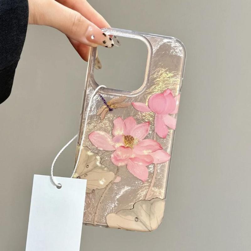 Simple Pink Lotus Vortex Pattern Phone Case for IPhone 16 15 14 13 12 11 Pro Max XS XR X 7 8 Plus Shockproof Silicone Soft Cover