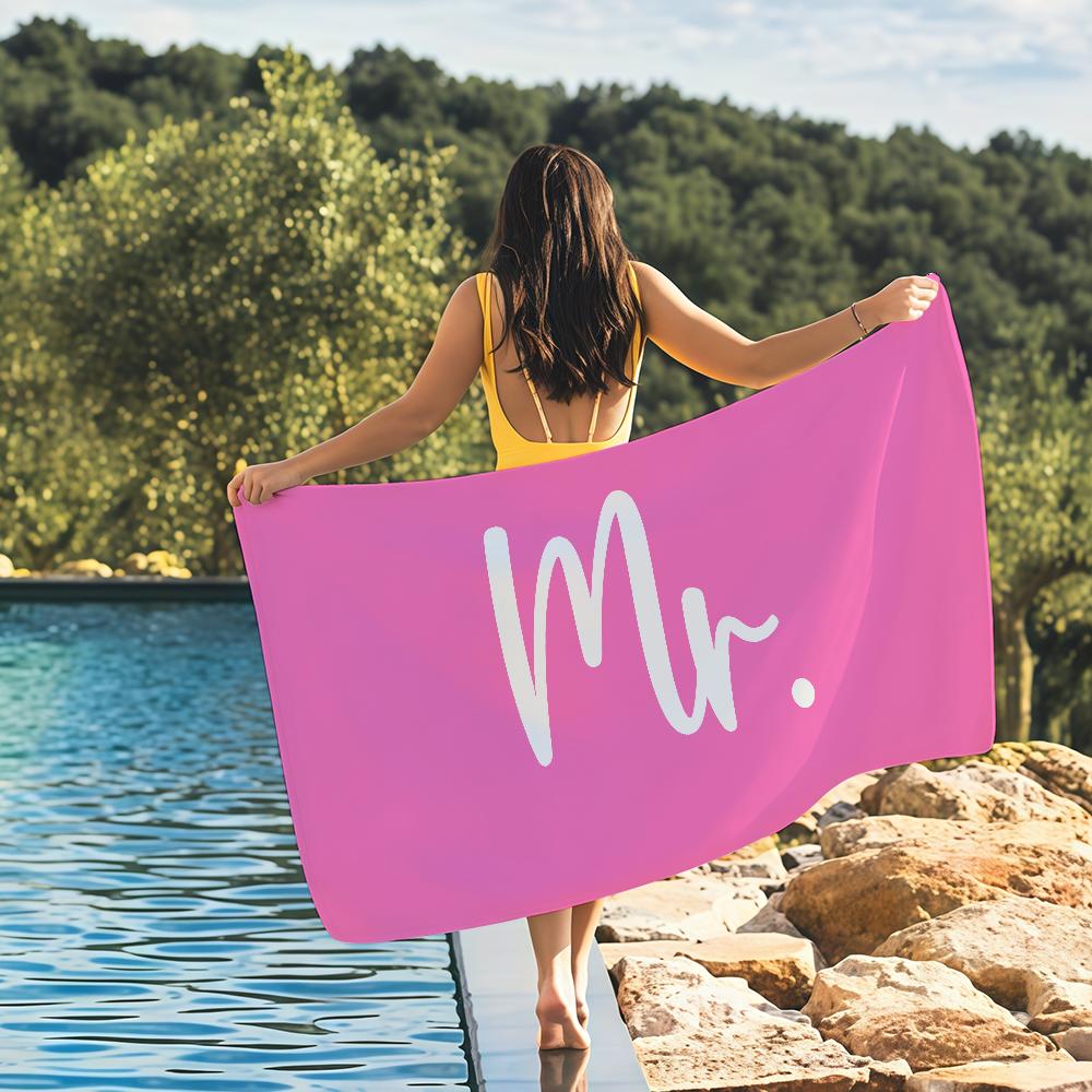Mr. & Mrs. Print Towel Quick Drying Beach Towels Are Suitable For Swimming Pools Camping Yoga And The Gym