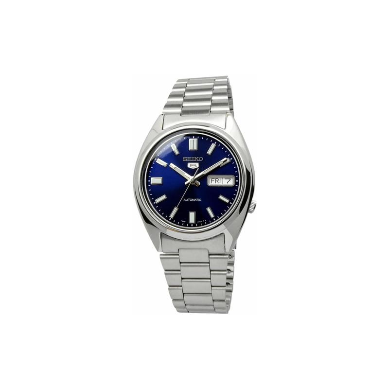

SEIKO No. 5 Series Translucent Luminous Waterproof Automatic Steel Strap Men s Watch Blue Dial SNXS77