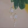 New Exquisite Luxury Zircon Flower Tassel Earrings For Women Personality Fashion Earrings Wedding Party Jewelry Christmas Gifts