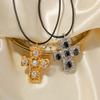 Diamond Studded Neckchain Fashionable Crucifix Pendant Necklaces Adjustable Collarbone Chain Cross Jewelry Ornament