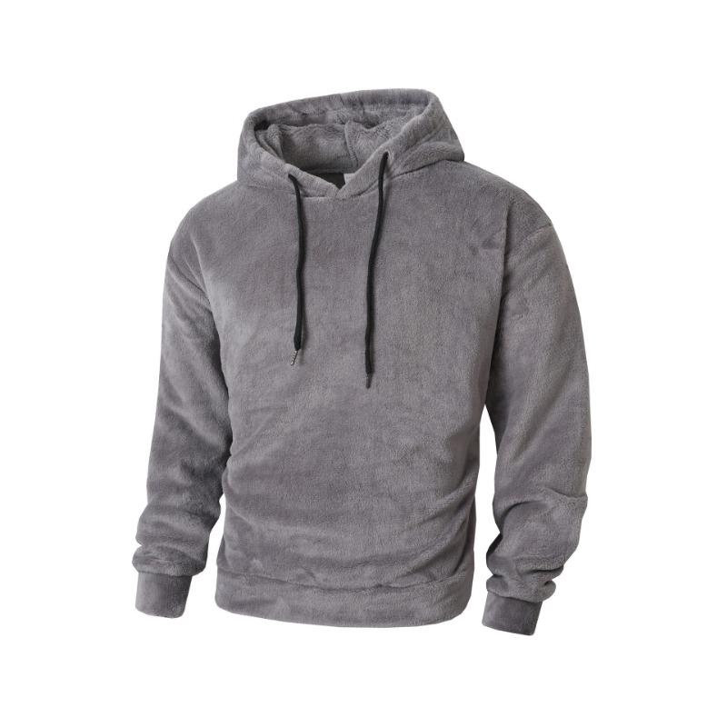 

Осень и Зима Мужская Свободная Толстовка с Капюшоном Повседневная Коралловый Вельвет Теплая Куртка Пуловер M серый