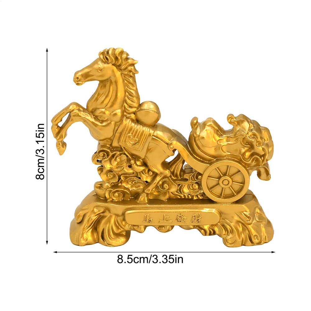 Metal Golden Horse Statue Feng Shui Horse Year Ornament Chinese New Year Wealth Animal Figurine Home Office Desktop Ornament