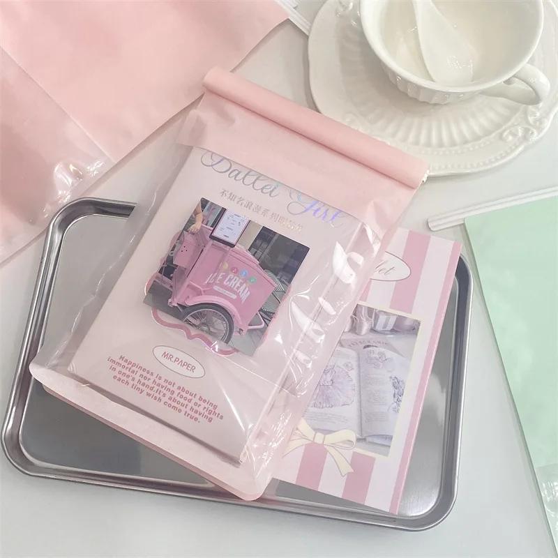 5Pcs INS Cute Macaron Color Transparent Window Roll-edge Storage Bag Kpop 3-inch Photocard Packing Pocket Girl Gift Package Bag