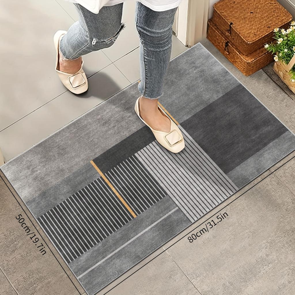 Gray Striped Geometric Carpet Doormat Long Hallway Rug Living Room Carpet Rug For Bedroom Bedside Floor Mat Home Decorati