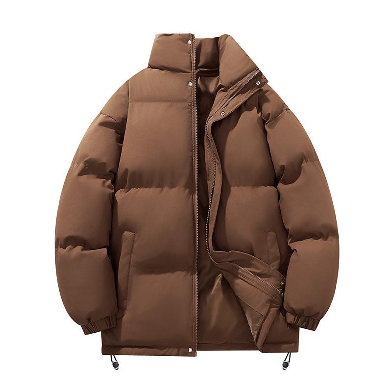 Down Jacket Men's Winter Couple Thickened Stand-up Collar Bread Jacket Ins Solid Color Versatile Warm Cotton Jacket