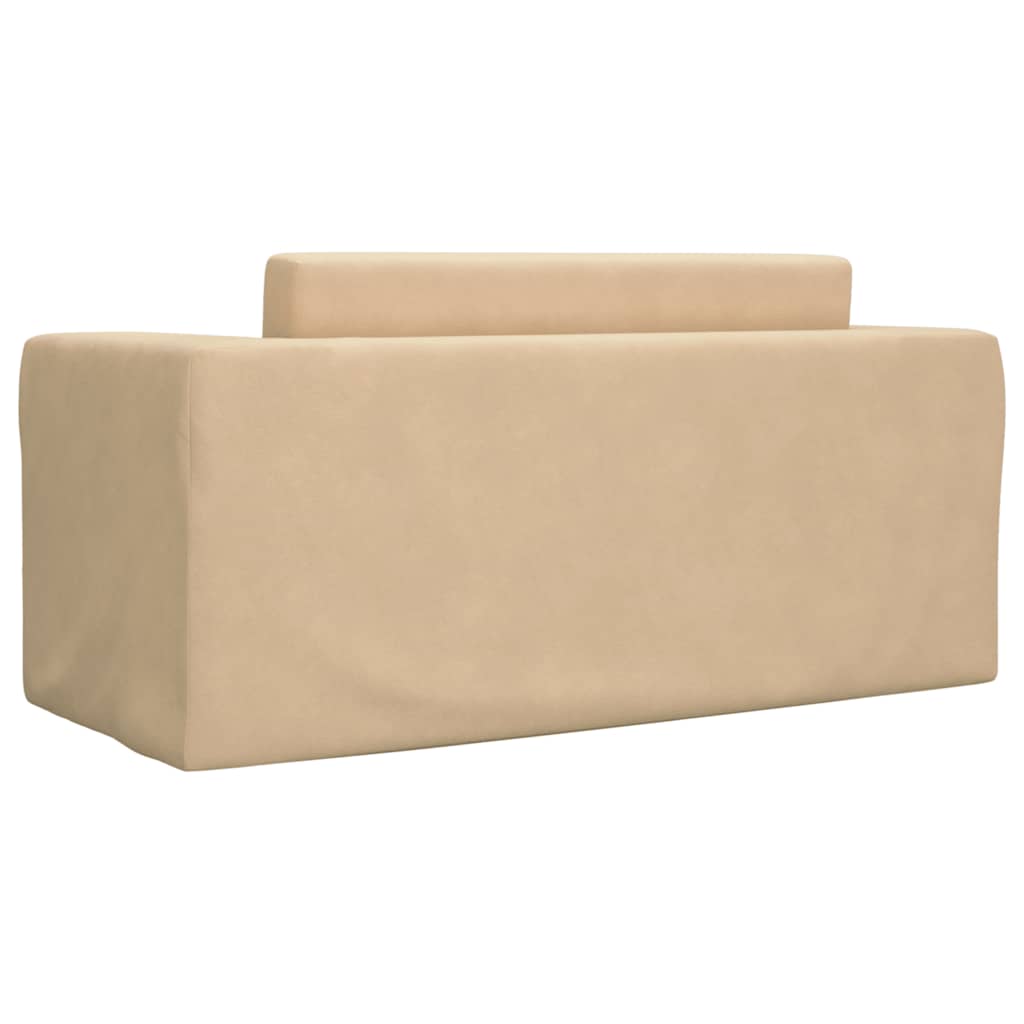Kids Sleeper Sofa 2 Seater Cream Soft Plush