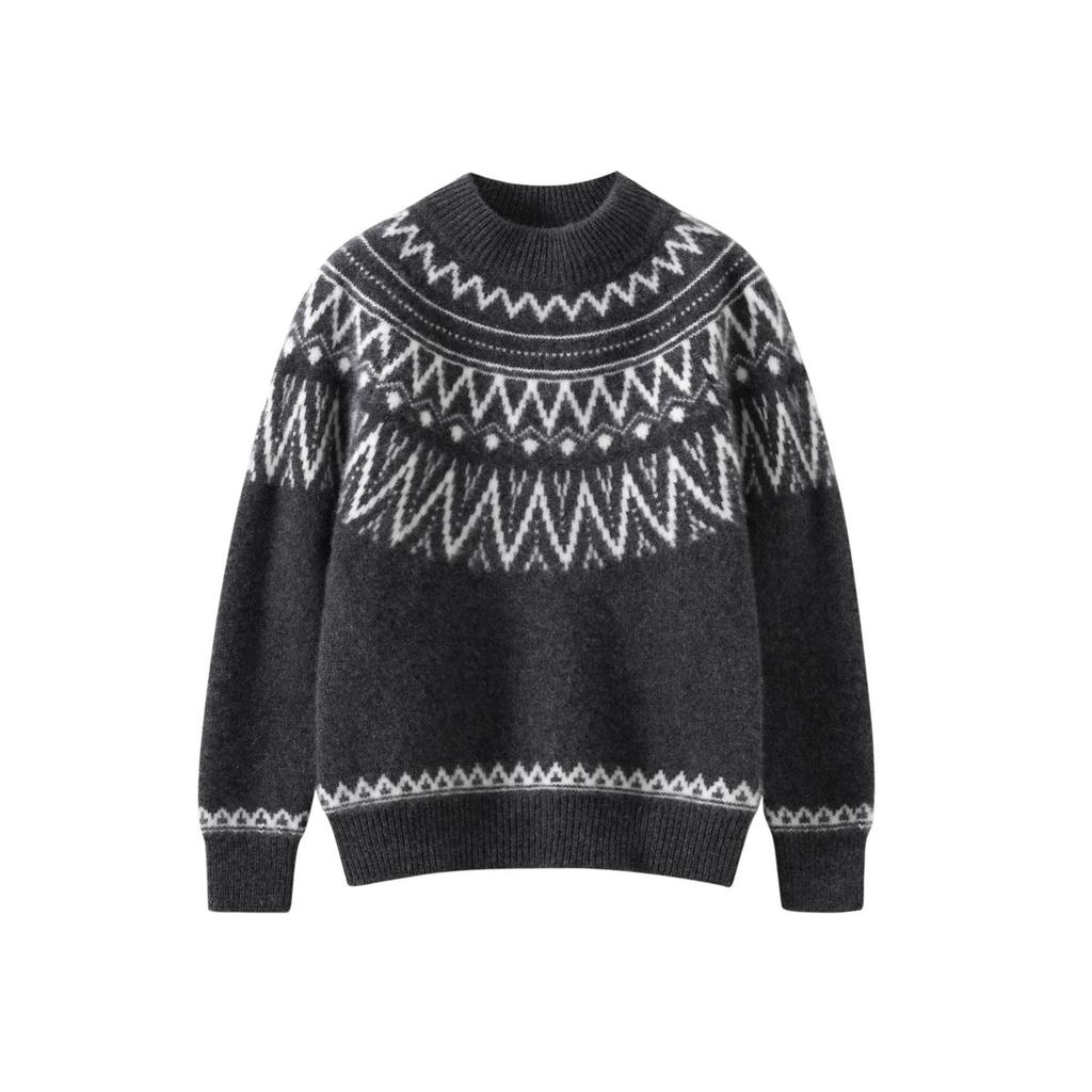 Autumn/Winter Unisex Pure Wool Fair Isle Knit Sweater Pullover for Children
