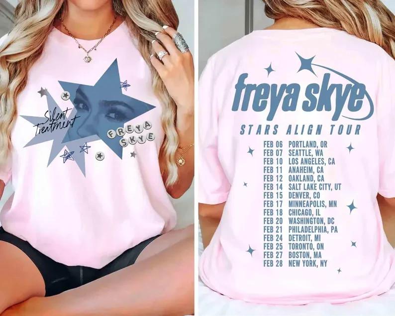 2 Sided Freya Skye Silent Treatment T-Shirt Stars Align Tour 2026 Festival Tee S