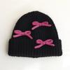 Bow Knitted Woolen Hat for Women In Autumn and Winter Warm and Versatile Thickened Ear Protection Face Showing Small Cold Hat
