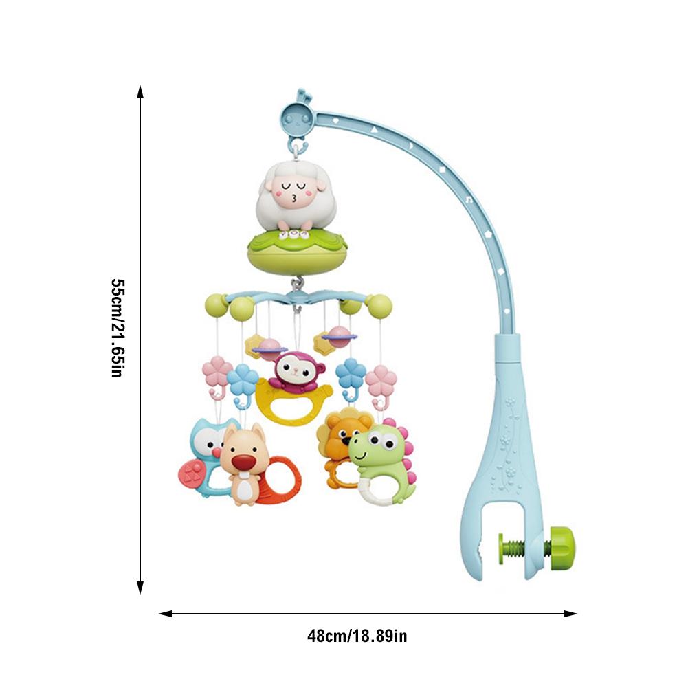Baby Crib Mobile Multifunctional Musical Rotating Toy with Music and Timer for Newborns Soothing Cute Sheep Blue