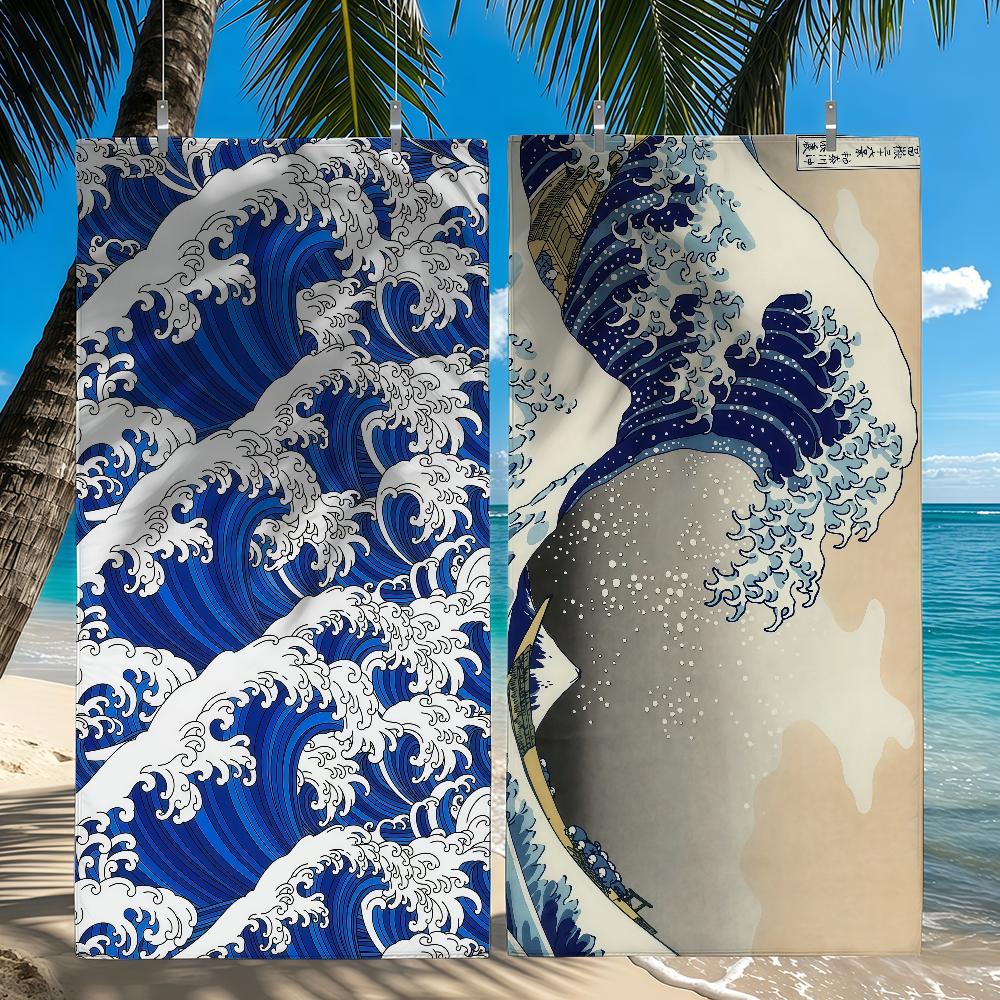 De Grote Golf bij Kanagawa Hokusai Handdoek Sneldrogende Strandhanddoeken Zijn Geschikt Voor Zwembaden Kamperen Yoga En De Sportschool