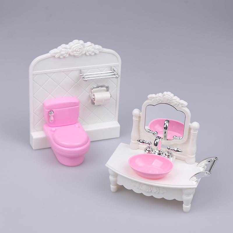 16Cm Doll House Home Furnishings Bathtub Washbasin Toilet Matching Model