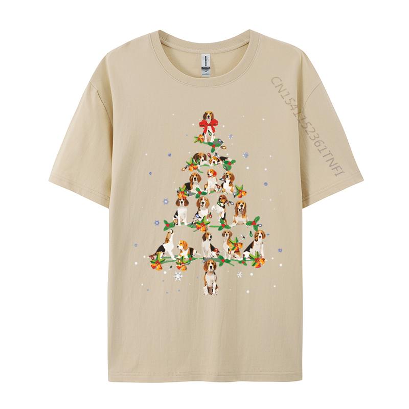 Mens Tshirt Beagle Christmas Tree Santa Funny Dog TShirt Harajuku Oversized Clothes 100 Cotton Pritned Tshirt