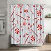 Grey Christmas Candies Candy Cane Shower Curtain Set with Hooks, Waterproof Polyester Bathroom Decor for Cute Home Holiday Style
