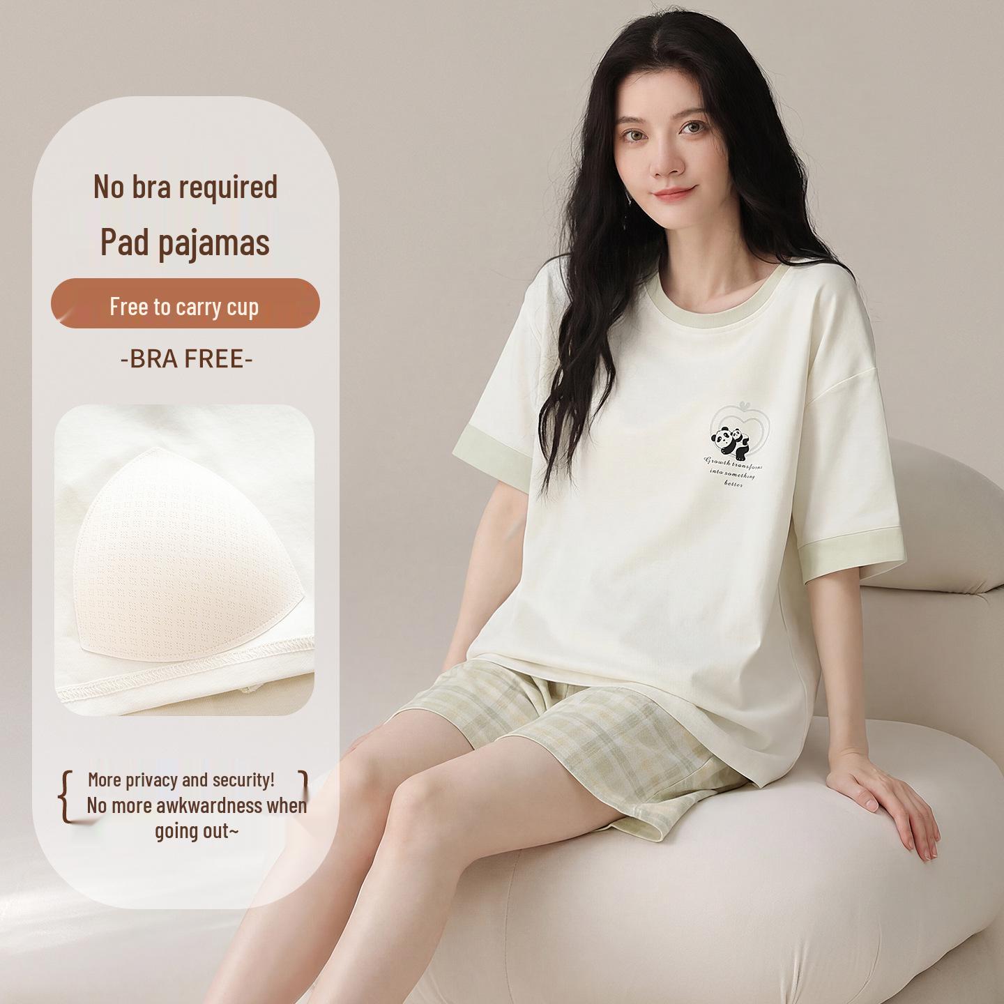 

Women s Summer Cotton Pajama Set: Round Neck, Short Sleeve, Cute Cartoon Design, Lightweight, Loose Fit, Indoor/Outdoor Wear. Extra Large