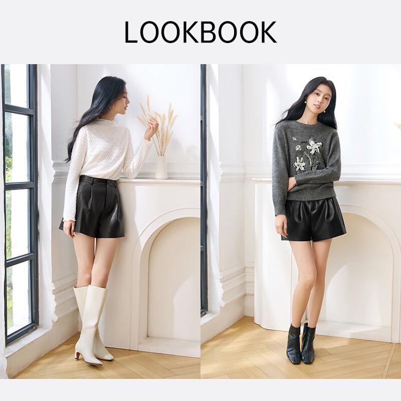 Xiangying Retro PU Leather Shorts