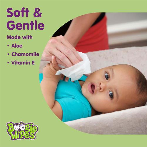 Boogie Wipes Natural Saline Kids and Baby Nose Wipes for Cold and Flu, Unscented, 90 Count by Boogie Wipes