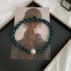 Pearl necklace twist silk scarf high-end neck protection scarf with shirt magnetic silk scarf simple scarf collarbone chain