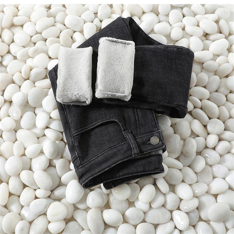 2022 Woman Winter Korean Warm Slim High Waist Stretch Ladies Pencil Jean Thick Pants Skinny Jeans Casual Vintage Casual Fleece
