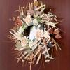 Cream Coffee Color Wreath for Front Door Handmade Artificial Floral Wreath with Bright Blooms and Foliages for Decors