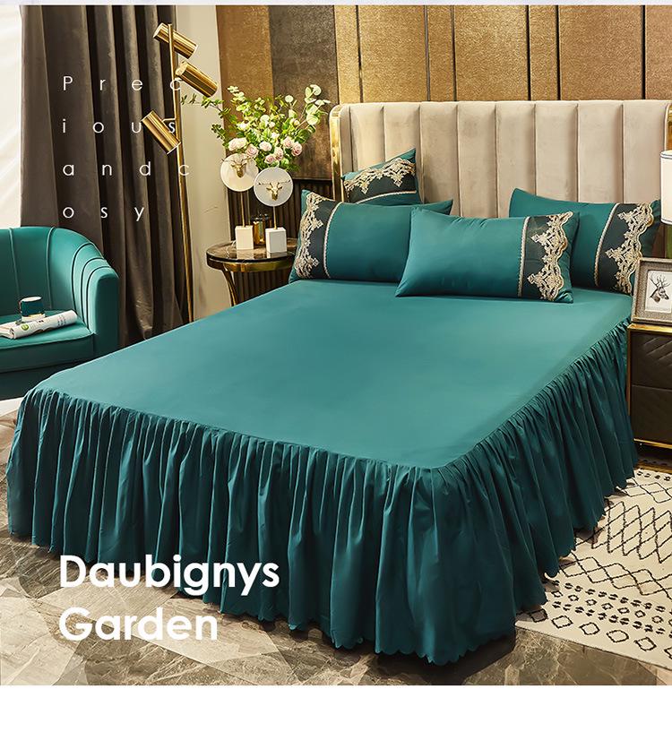 Solid Color Princess Style Brushed Bed Skirt with Dustproof Full Wrap