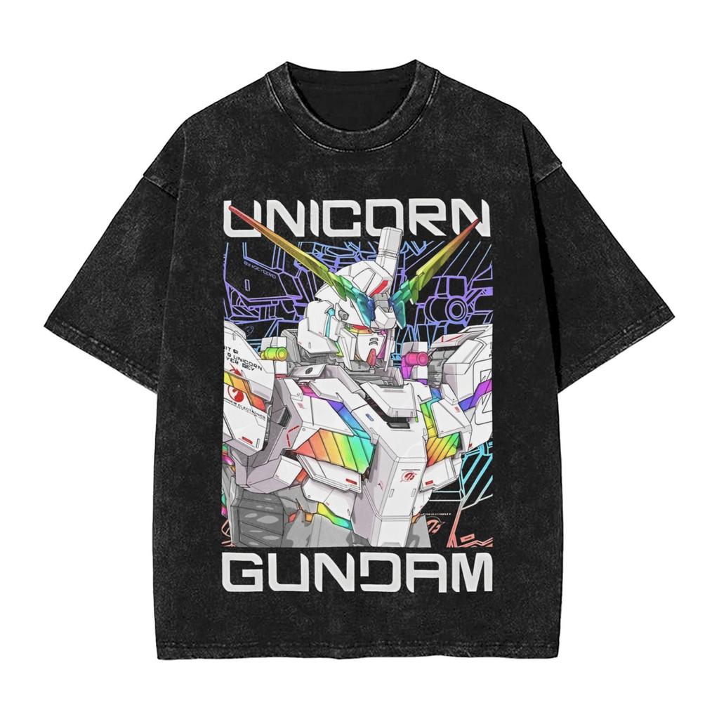 Gundam Wing Tallgeese Ozms Printed Tshirt Mens and Womens Washed Tshirt High Quality Vintage Cotton Tshirt Harajuku Tops