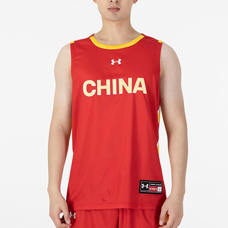 Under Armour National Team Casual Breathable Round Neck Loose Basketball Vest Training Wear Men Tops Red 21600112-600