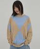 WAIKEI Big Argyle Boucle Knit Sky Blue