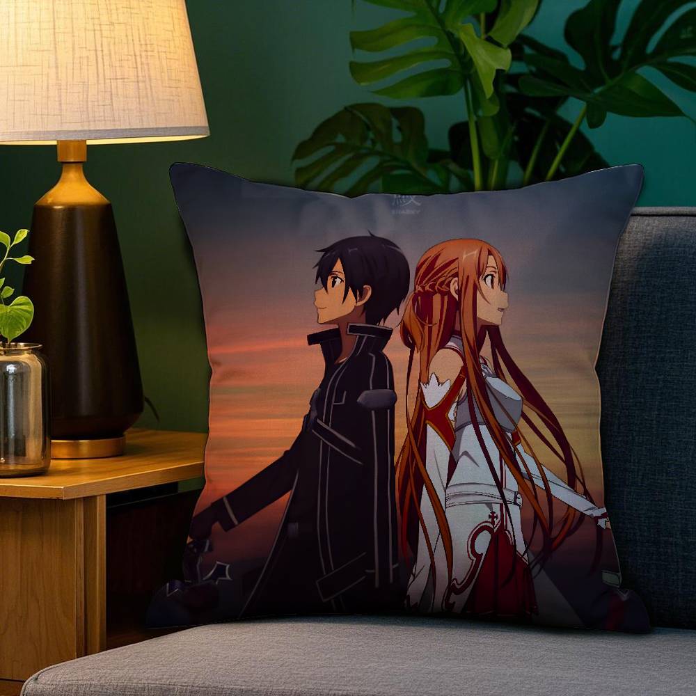S-Sword Art O-Online SAO Pillow Case Sofa Living Room Bedroom Double-sided Printing Square Cushion Nap Time Pillow Case