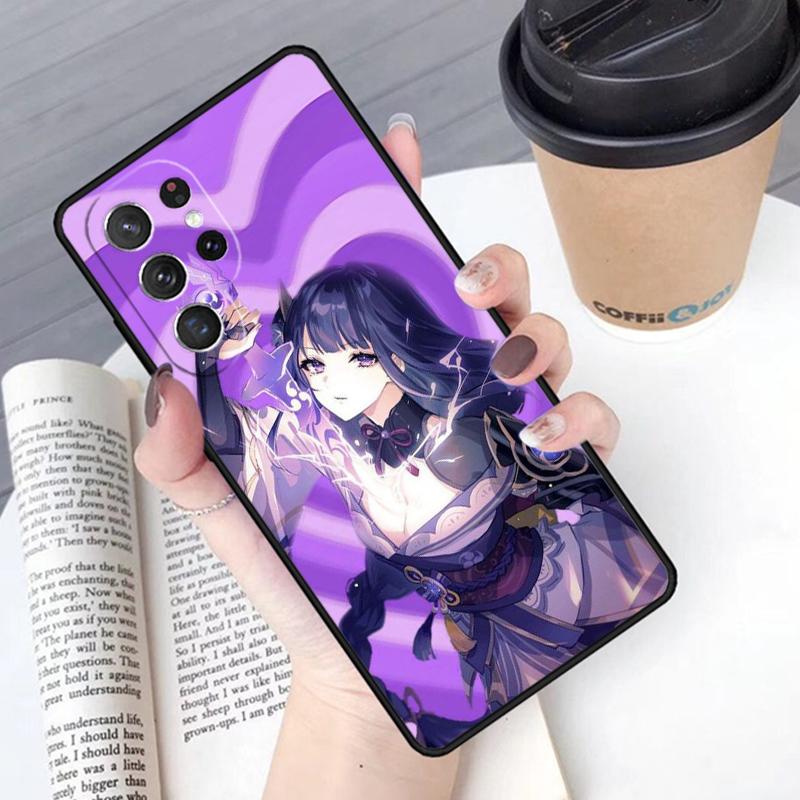 Genshin Raiden Shogun Phone Case Cover For Samsung Galaxy S24 S25 Ultra S21 S22 Ultra S10E Note 10 Plus Note 20 FE S23