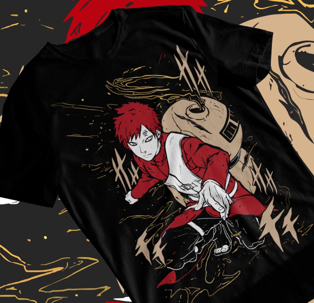 Gaara T-shirt Kanji Of The Sand Naruto Anime Manga Unisex Soft Tee All Sizes XXL