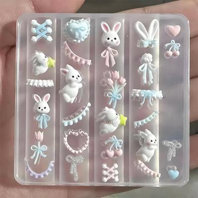 Spitze Schleife Häschen 3D Silikonform Nagelkunst Dekoration Nägel DIY Design Silikon Nagelvorlage Nagelform