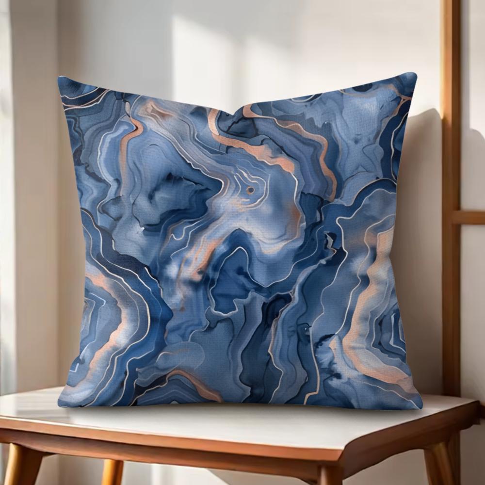 Marble Pattern Cushion Cover Natural Linen Organic Fabric DoubleSided Printing Couch Pillow Covers Home Decor Gift