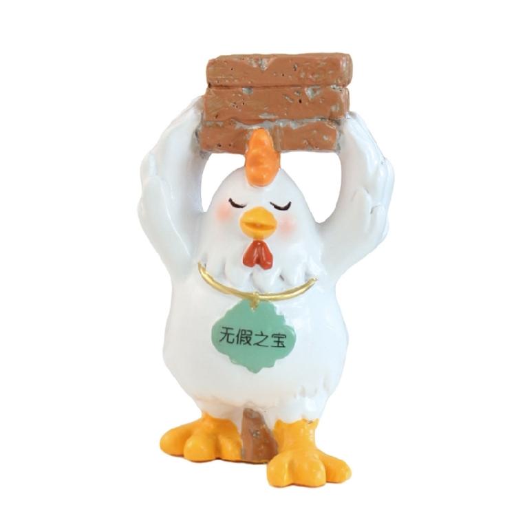 Hand Painted Holding Brick Chicken Statue Home Decors Resin Chicken Sculptures Figurine Ornament Garden Decors Gift 1