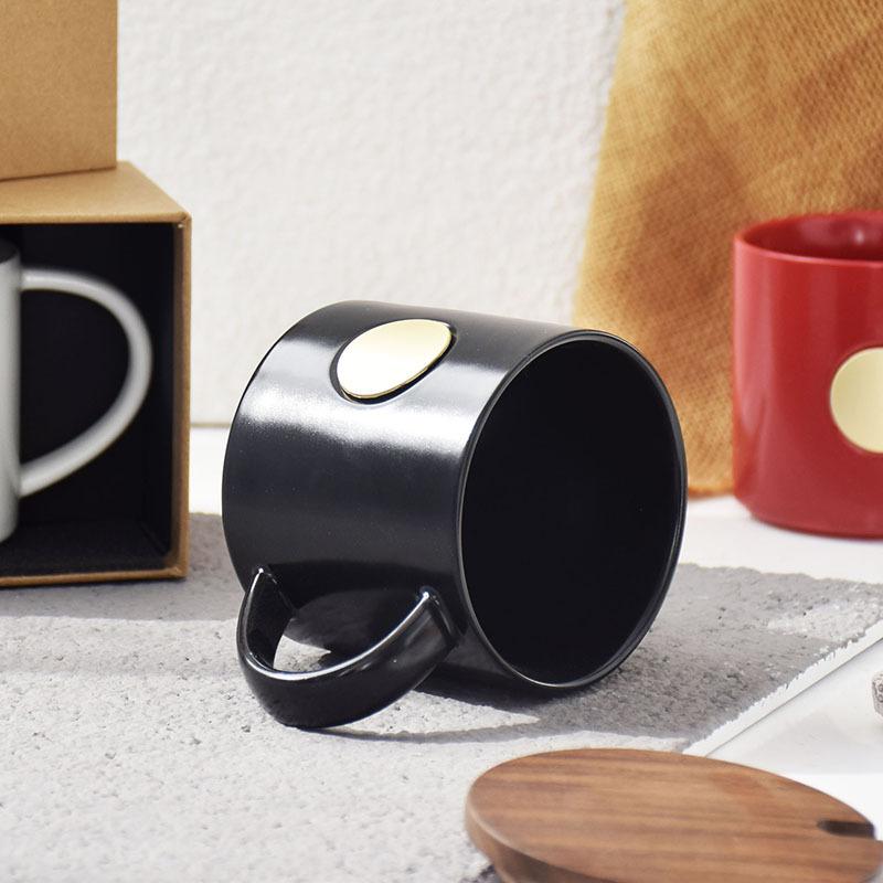 Korean Copper Seal Cup Couple Ceramic Cup Korean Simple Copper Seal High-End Office Home Coffee Cup