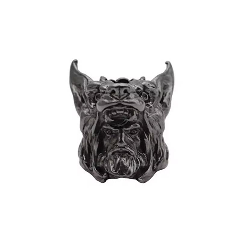 Frostwolf Head Sculpture Brass Knife Bead Edc Outdoor Diy Paracord Woven Lanyard Pendant Jewelry Umbrella Rope Hanging Accessory