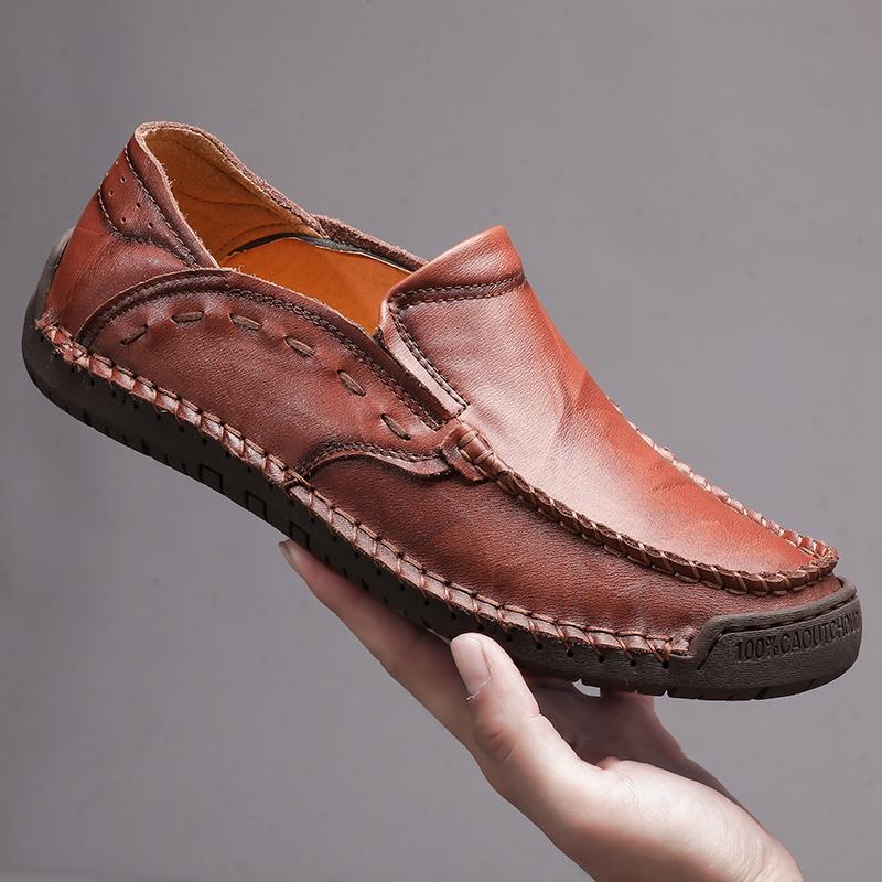 Men's Handmade Leather Shoes Casual Slip On Loafers Men's Flats Moccasins