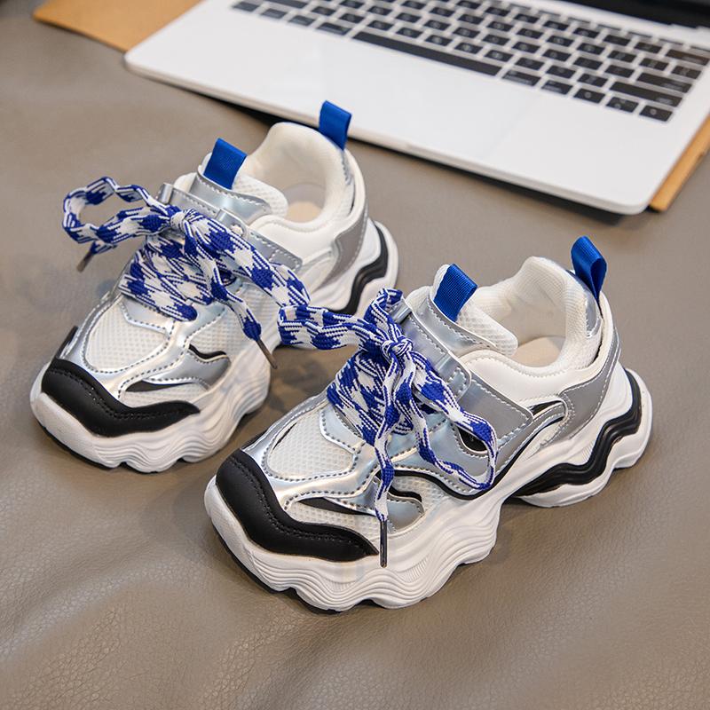 

Трендові дитячі кросівки з м’якою підошвою, зручні кросівки для бігу. Студентська мода для хлопчиків і дівчаток. Повсякденне дихаюче спортивне взуття. 36 синій