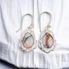 Natural Pink Opal Copper Gemstone 925 Stleing Silver Stylish Jewelry Earrings EE-41-35