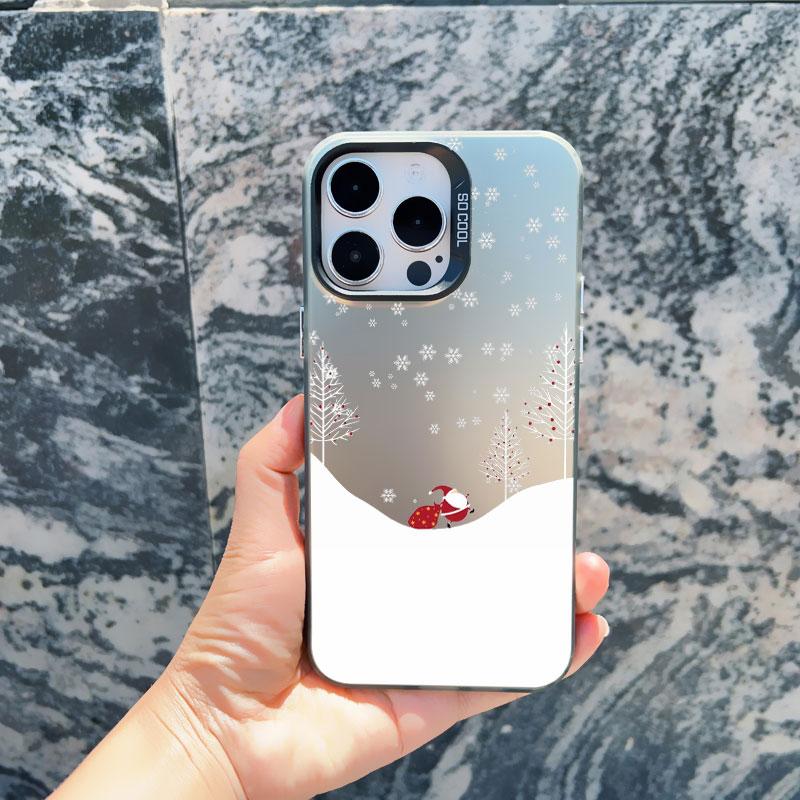 Snowy Mountain Landscape Christmas Phone Case for iPhone 14 13 12 Mini 11 Pro Max 16 15 Pro Max 14 Plus Shockproof Laser Covers