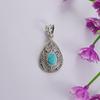 Ciondolo Boho Turchese dell'Arizona, Ciondolo Designer a Goccia in Argento Sterling 925, Regalo per Amici, Ciondolo Pietra di Nascita