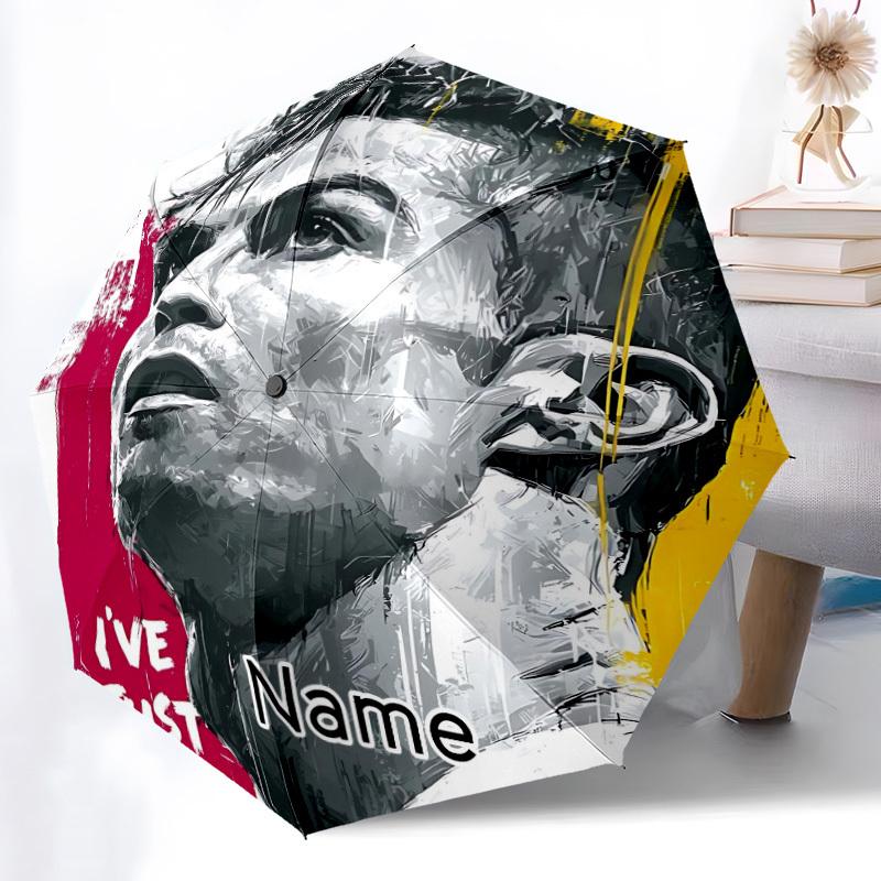 1pc Ronaldo Custom Name Automatic Folding Umbrella, Durable Plastic & Iron, Lightweight for Outdoor Daily Use  S1230013