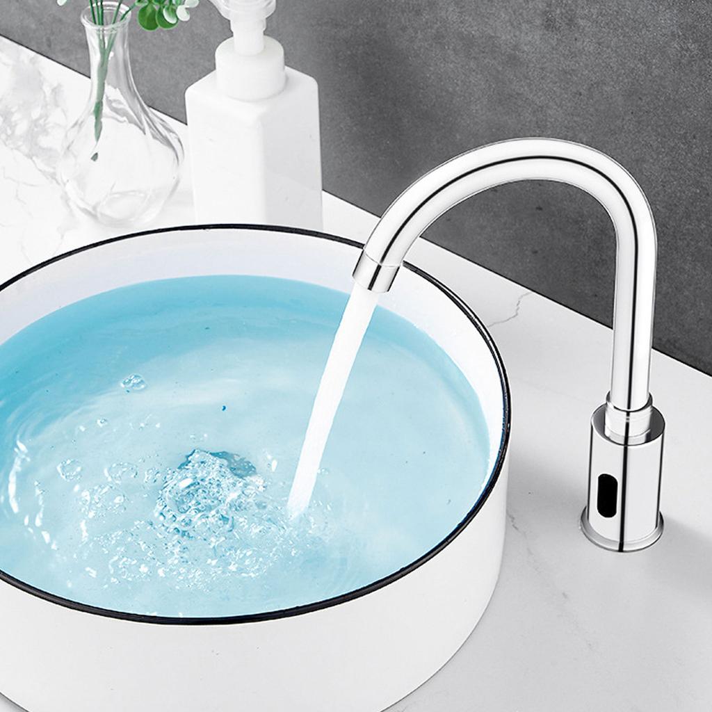 Automatischer Wasserhahn Infrarotsensor Einzelkaltwasser Elektronischer Berührungsloser Waschbeckenhahn für Badezimmer Küche Berührungsloser Waschbeckenhahn