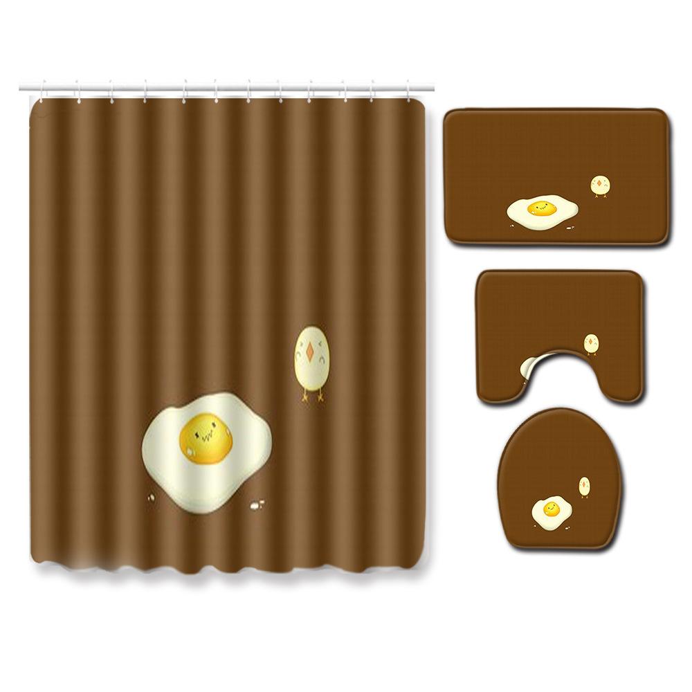 Stylish And Simple Shower Curtain Floor Mat Four-Piece Set Bathroom Toilet Carpet Shower Room Mat Foot Mat