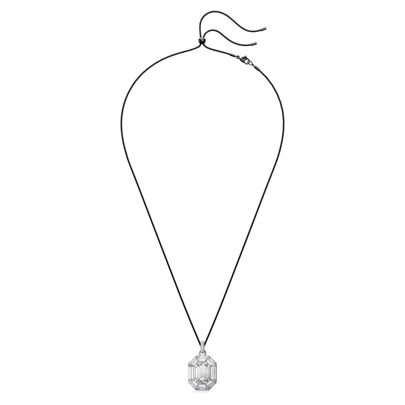 Swarovski Lucent Crystal Pendant Aluminum Necklace Women's Black 5698526