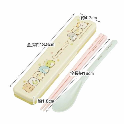 Skater Chopsticks and Spoon Combination Set, Silver Ion Ag+ Antibacterial, Sumikkogurashi Cat Brothers, Made in Japan, 18cm, CCS3SAAG